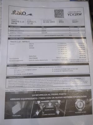 Biglietto Italo Trieste - Napoli