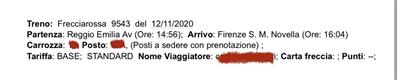 Biglietto Trenitalia Reggio Emilia - Firenze SMN