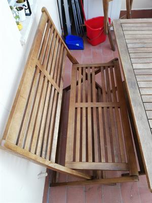 Set da esterno tavolo sedie e panca in legno