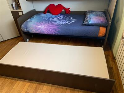Letto singolo + secondo letto, colore marrone, in legno - Anteprima 5