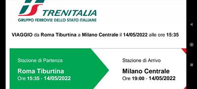 Biglietto Frecciarossa Roma Tiburtina-Milano abato 14 maggio