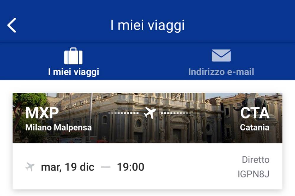 Biglietto Milano - Catania 19 Dicembre