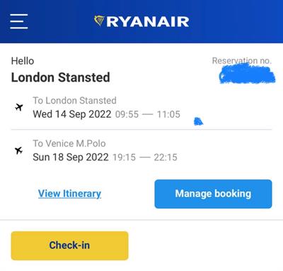 2 Biglietti per Londra da Venezia 14 18 settembre