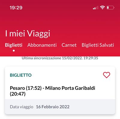 Biglietto Pesaro-Milano