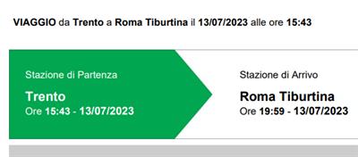 Frecciargento Trento - Roma 13 luglio