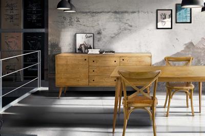 Credenza, tavolo e sedie legno massello